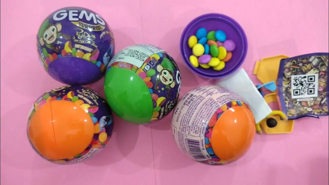Gems chocolate opening video, Gems surprise ball toys video, chocolate