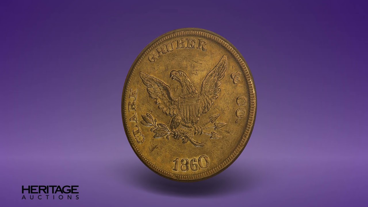 1860 $20 Clark, Gruber & Co. Twenty Dollar, AU55 NGC. K-4, High