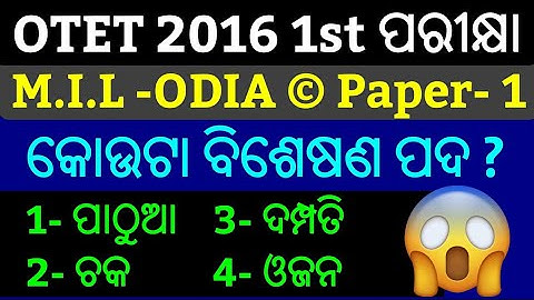 OTET Paper-1 Odia Grammar Questions 2016 !! OTET Previous Year Odia Grammar Questions