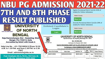 NBU- Pg 8th phase result published 2021 || University of north Bengal || Again counselling for pg