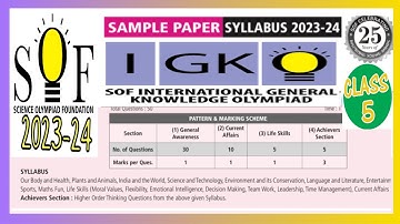 Class 5 | IGKO Solved Sample Paper 2023-24 Grade 5 | General Knowledge Olympiad | SOF IGKO