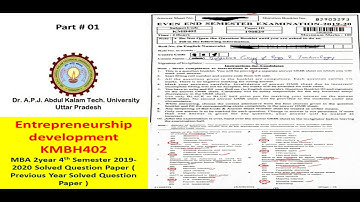 Entrepreneurship Development  KMB402 AKTU  MBA 4th semester MCQ 2020 previous year question papers.