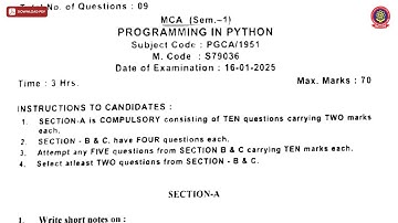 MCA 1ST SEM PROGRAMMING IN PYTHON S JAN 2025 | PTU
