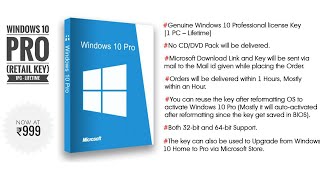 Windows 10 Pro License Key | 1 PC | 32&64 BIT