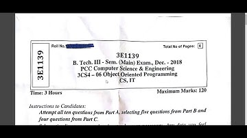 object oriented programming cs 3rd sem 2018 rtu