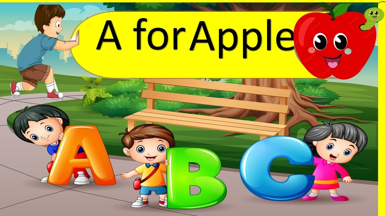 ABC flash card with spelling/A for Apple rhymes/ pre school rhymes/kids