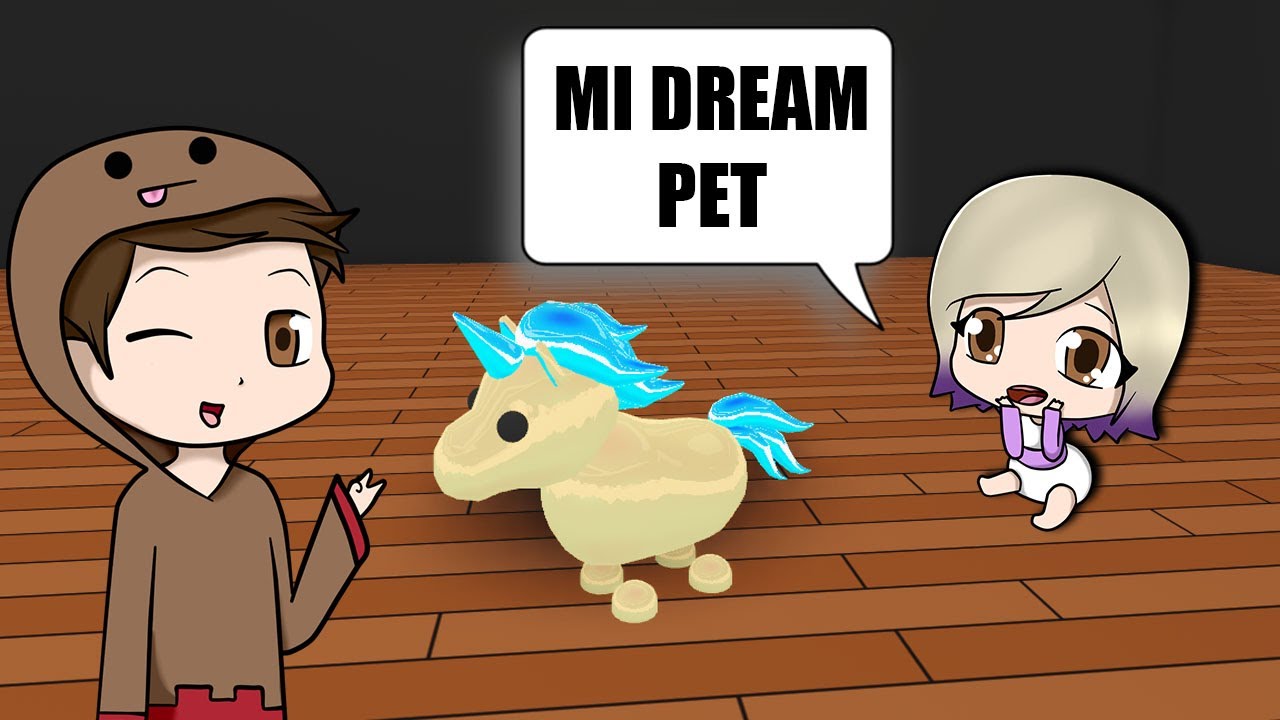 Le Regalo A Lyna Bebe Su Dream Pet En Adopt Me Roblox Un Unicornio Dorado - unicornio de oro adopt me roblox