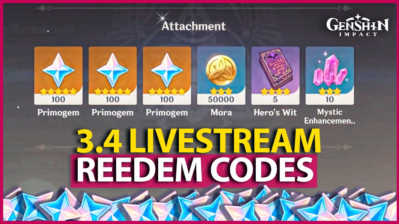 Genshin Impact 3.4 Livestream Codes & How to Redeem Free Primogems