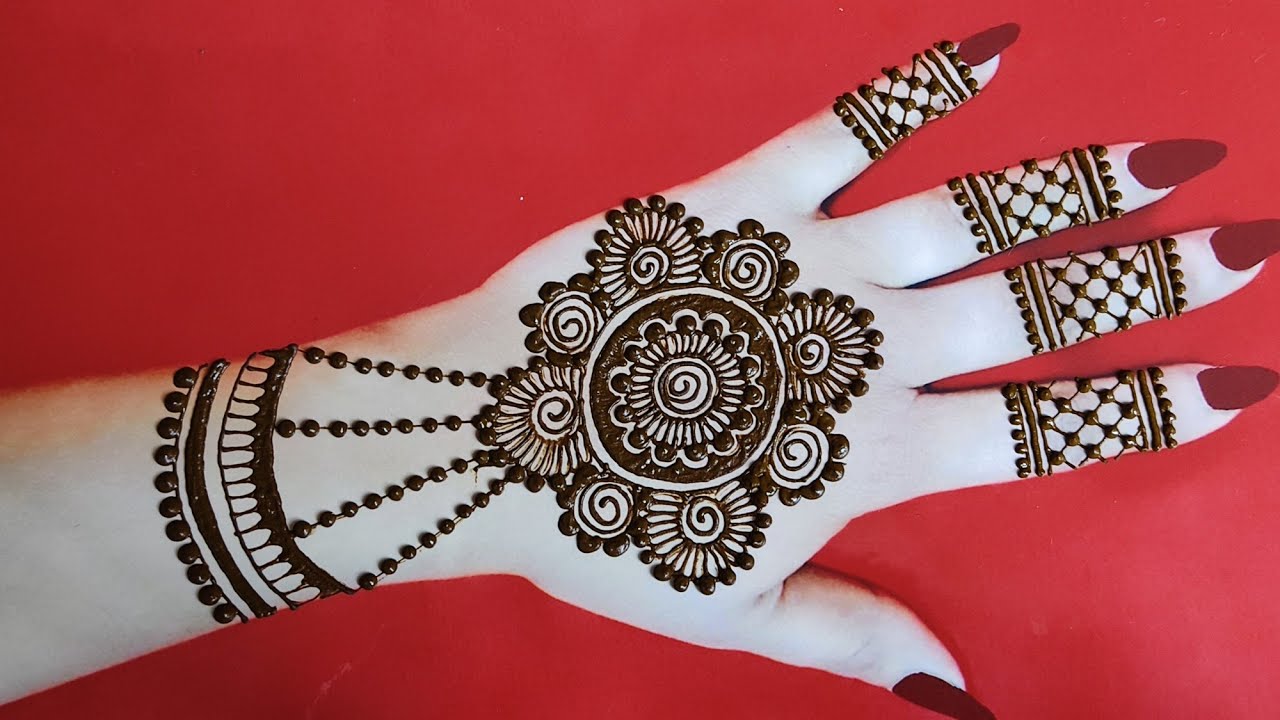 Gorgeous Mandela jewellery mehndi design|| easy jewelry gol tikki ...