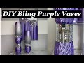 DIY Purple Bling Textured Vases