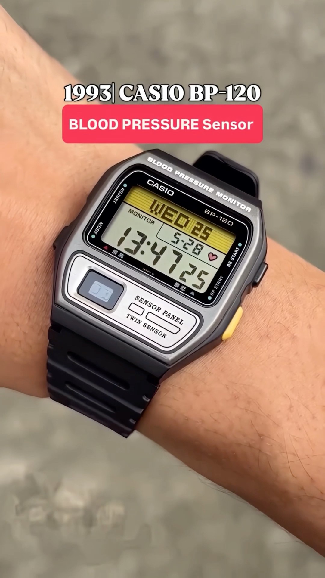 レア Vintage 1993's CASIO BP-120 腕時計 CASIO BP MONITOR BP-120 SENSOR PANEL JAPAN MEN'S GOOD