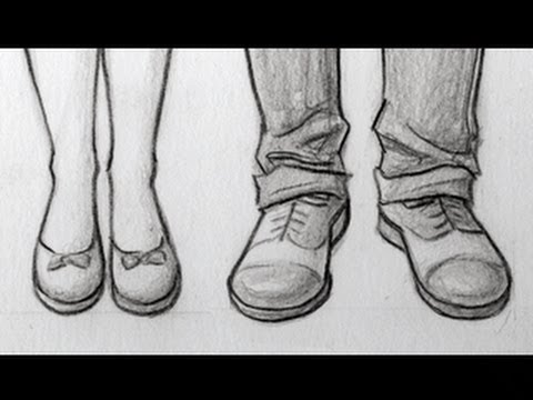 How to Draw Feet/Shoes: Front View, Male & Female - YouTube