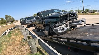 Dodge Ram Goes Head on With a Guard Rail!!