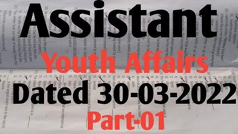 Etea Assistant Youth Affairs Test Dated 30-030-2022 Part-1 kpk