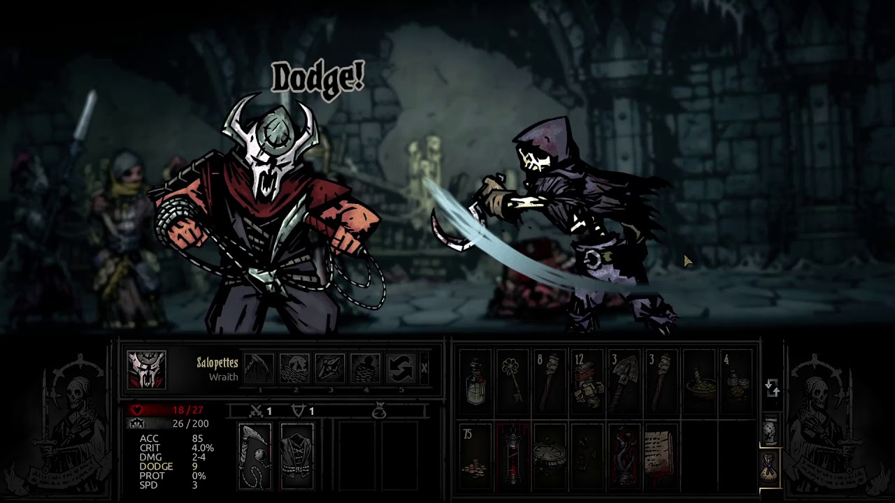 Исследование руин в игре Darkest Dungeon