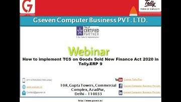 Webinar-TCS Implementation in Tally.ERP 9  #Tcs #tcsintally #tcsimplimentintally.