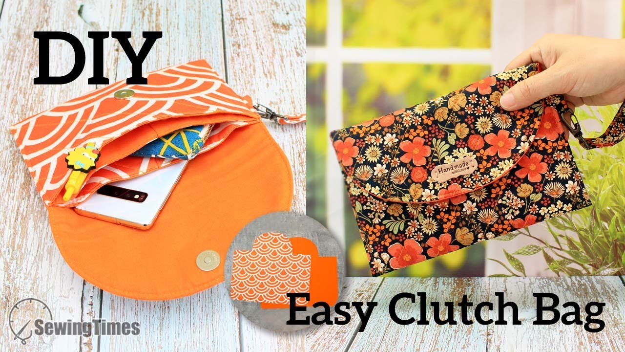 DIY Easy Clutch Bag | How to make a Three Compartment Handbag [sewingtimes]  - YouTube