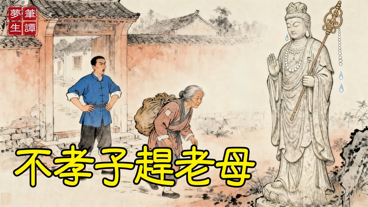 不孝子將老母趕出家門，當夜家中水井幹涸，村口石像卻流淚不止：逆子，還不悔改！#故事#民間傳說#奇遇#報恩#原創故事
