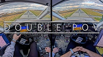 Double POV | Textbook Cross Wind Landing | Challenger 300