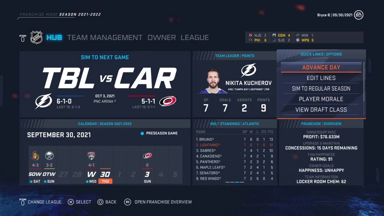 NHL 20 Tampa Bay Lightning Franchise Ep. 3 YouTube