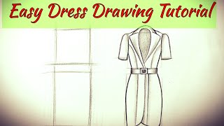 Pencil drawing easy How to draw  beautiful dress drawing design Fashion illustration dresses drawing