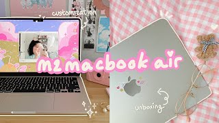 aesthetic m2 macbook air starlight unboxing 💫 customization, setup & first impressions