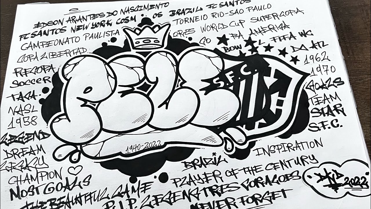 R.I.P. Pelé Graffiti Letters 1940-2022 King of The Pitch - Never Forget