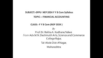 SPPU F Y B Com  Financial Accounting Syllabus NEP 2024