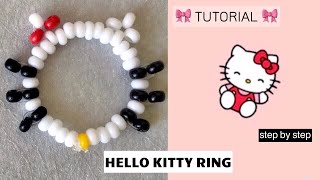 Beaded Hello Kitty Tutorial: How to Make Beaded Hello Kitty - Seed Bead Hello Kitty Ring