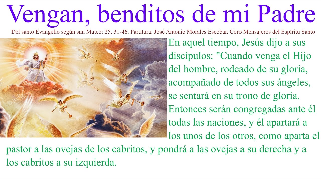 Resultado de imagen de imagen catolica VENID, BENDITOS DE MI PADRE