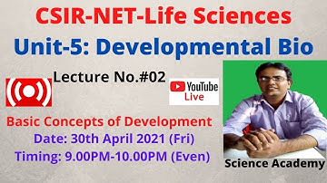 Live CSIR-NET Life Sciences: Developmental Biology-Lecture No.#02: Basic concept of Development: