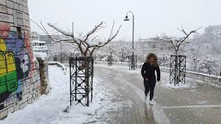 Snow in Greece: Larissa city - snow walking tour (part 1)