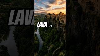 THIS TOWN BALANCES ON A LAVA BLADE ABOVE TWO RIVERS AT CASTELLFOLLIT DE LA ROCA SPAIN 🔥 #travel