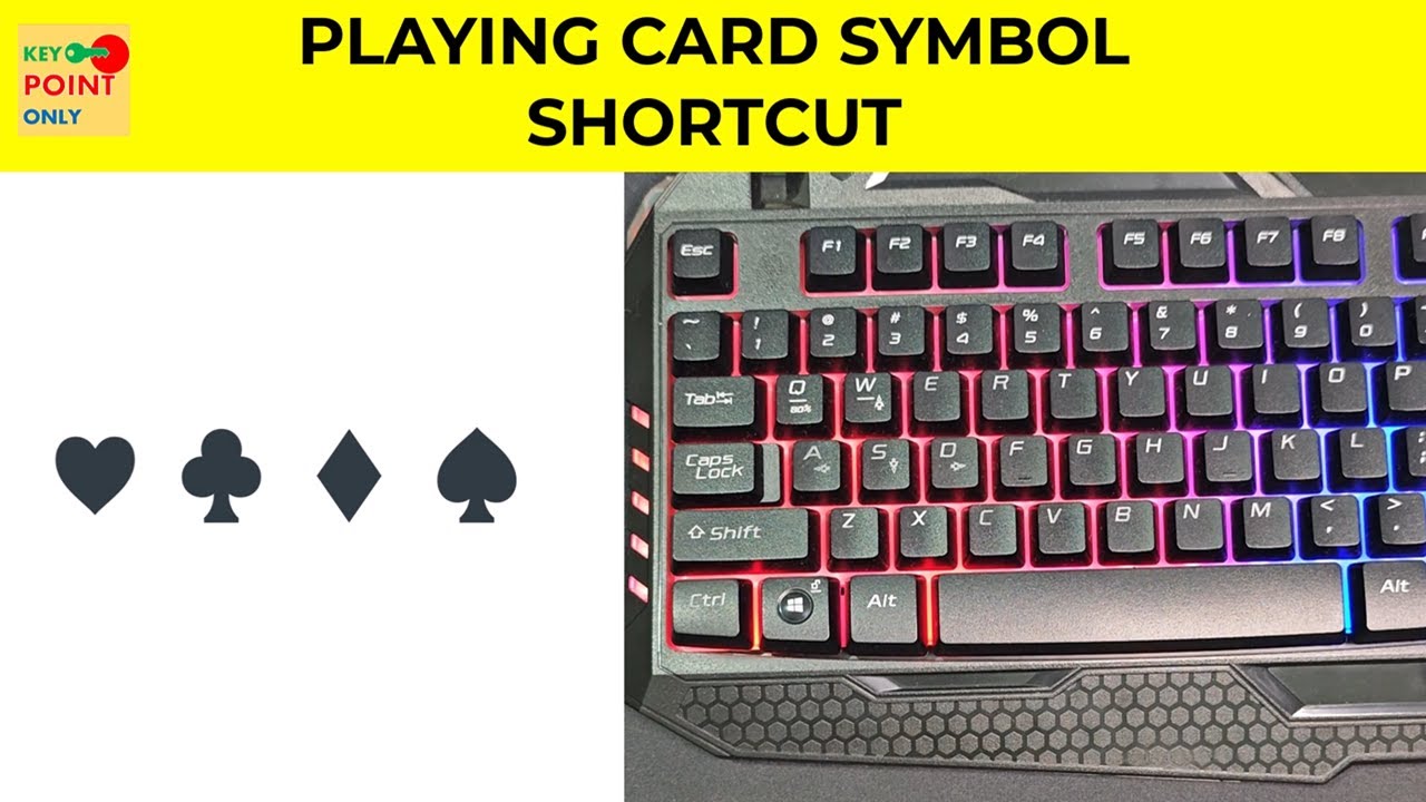 Playing Card Symbols Tutorial: Type Spades, Hearts, Diamonds, and Clubs ...