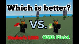 Comparison of Nacker’s laser Machinegun and Omega death pistol. Roblox Craftwars