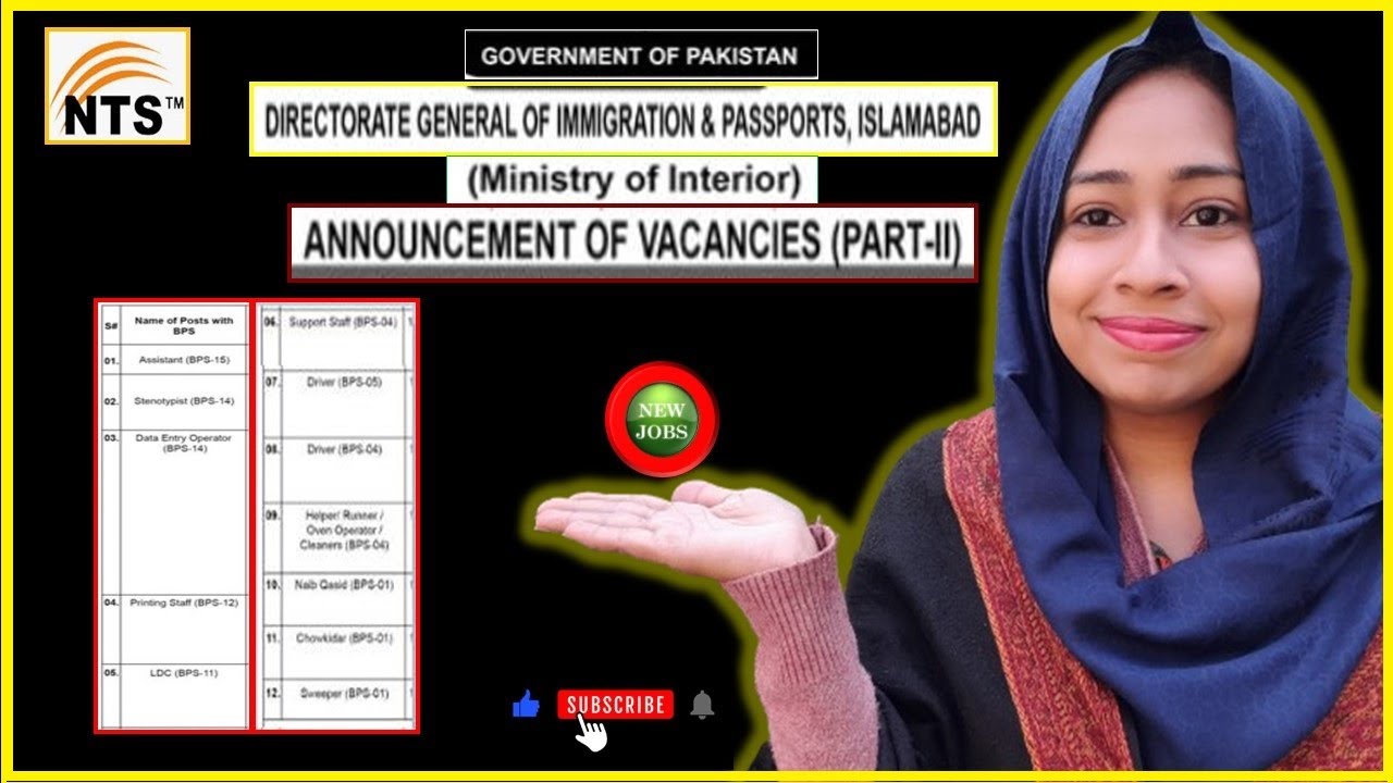 Directorate General of Immigration and Passports DGIP Jobs ICT | Vacancies Part-II 