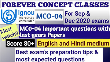 mco 04 important questions|Mco 04 exam preparation tips|mco 04 classes|mco 04 last year Ques paper
