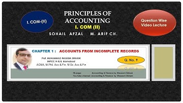 Q. No.9 SINGLE ENTRY SYSTEM / ACCOUNTS FROM INCOMPLETE RECORDS