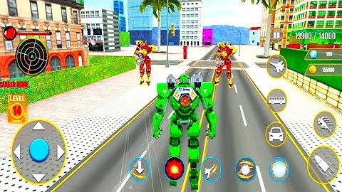 Green Army Robot Destroys All the Bad Robots and Cars–Army Bus Robot Car Game Gameplay #6