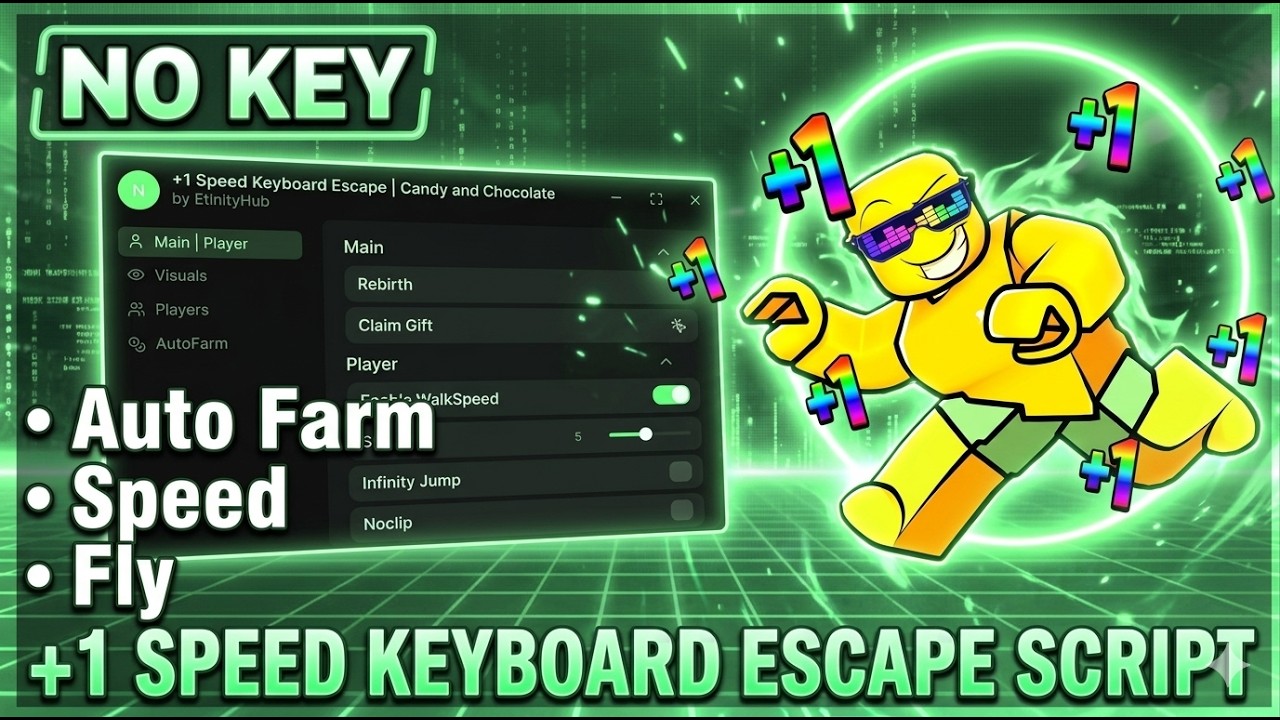 +1 Speed Keyboard Escape Script | NO KEY | Auto Farm, Speed, Auto ...