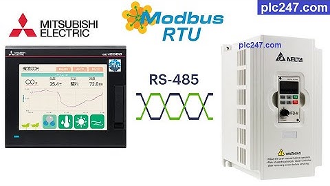 Mitsubishi HMI "Modbus RTU" Delta VFD-M Tutorial