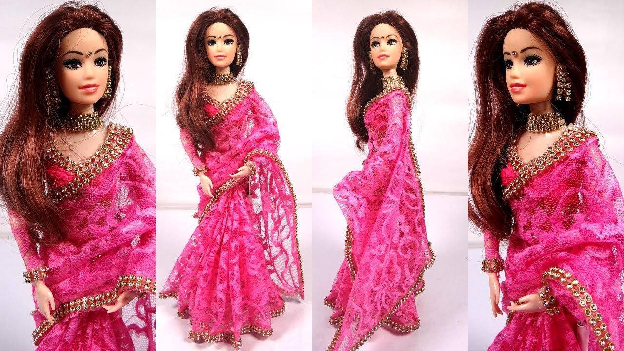 Gorgeous Barbie PINK NET SAREE Making 