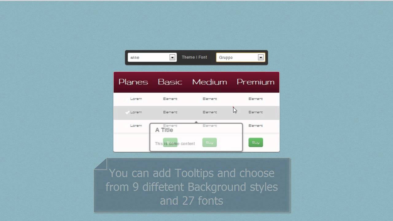 Pricing tables script, Bootstrap and Pure CSS version - YouTube