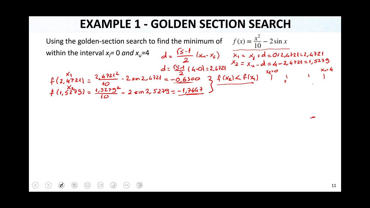 Sayısal Yöntemler Ch02 Optimizasyon2 Altın Oran Metodu Örnek Çözüm