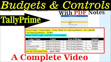#Budgets & Controls in Tally Prime in Hindi. How to manage Budget on All Expense(Total 1 Year)Budget