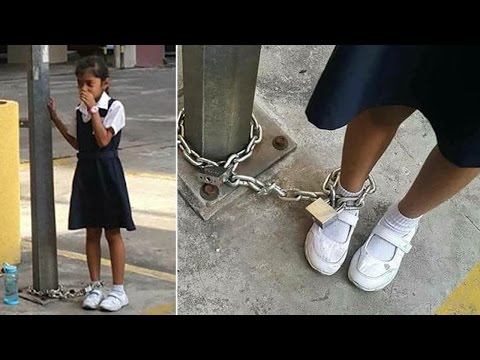 Woman Chains Daughter Up In Parking Lot