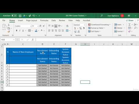 067 Excel Project Tracker for Sequential Tasks | Monitor Recruitment, Onboarding & Access Workflow