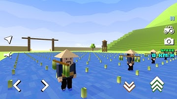 RICE HARVEST IN BLOCKY FARM RACING & SIMULATOR