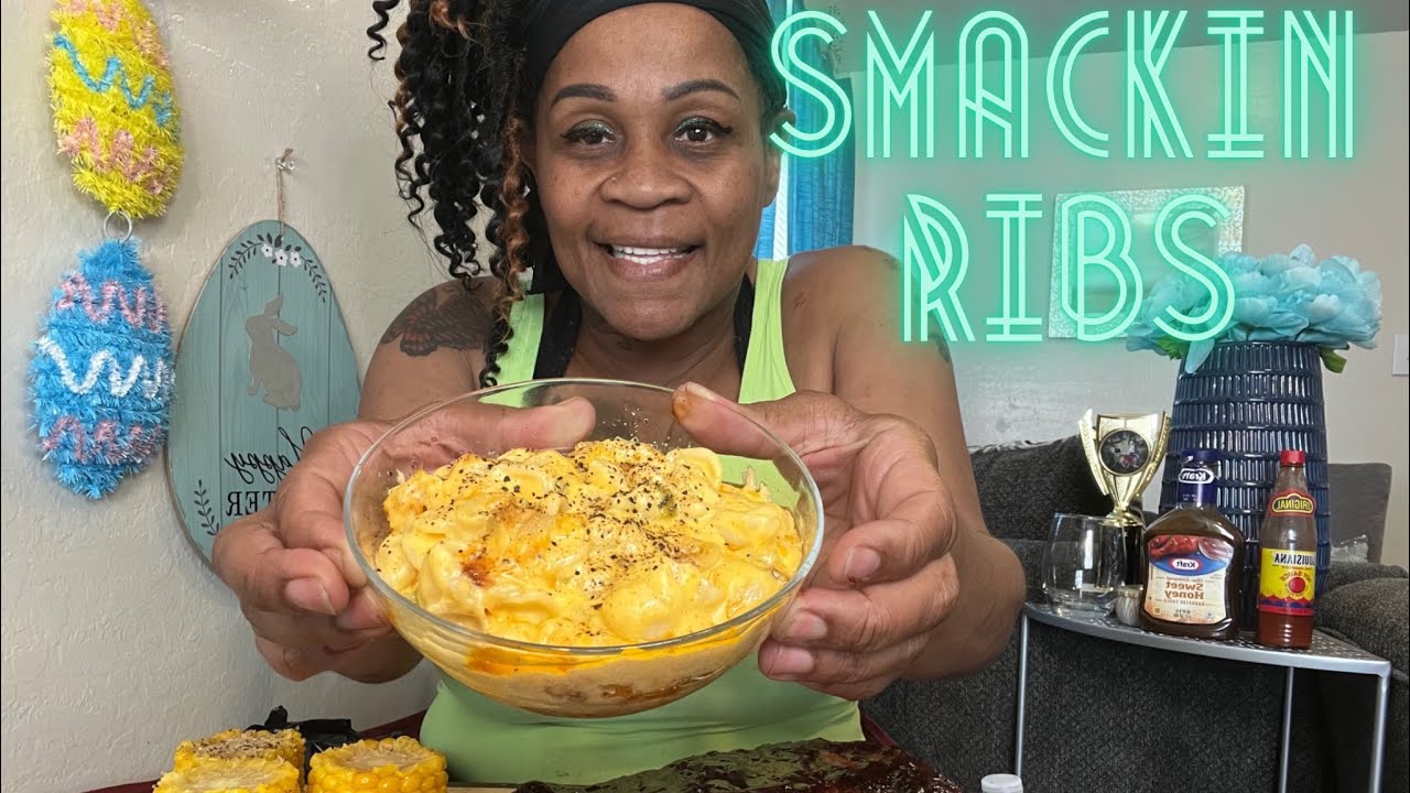 SMACKING RIBS AND JALAPEÑO MACARONI/..Eating show #mukbang #eateateat # ...