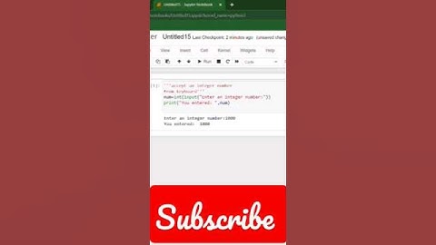 A python program to accept an integer number from keyboard|| #shorts